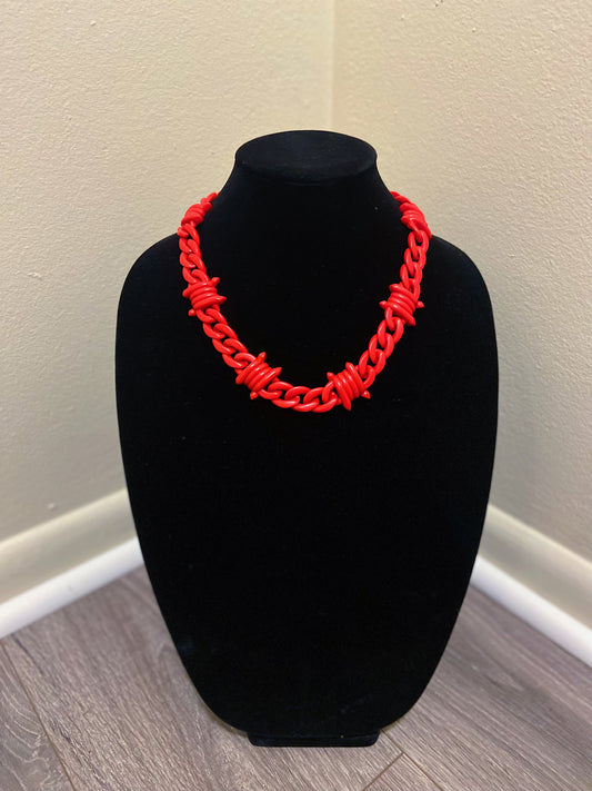 Barbed Wire Necklace - Red